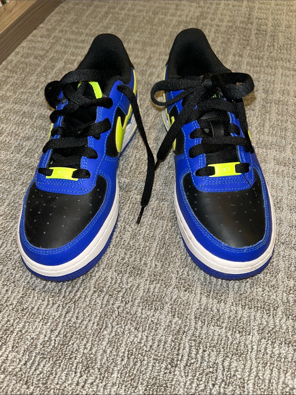 Nike Kids Blue and Yellow Lace-Up Sneakers